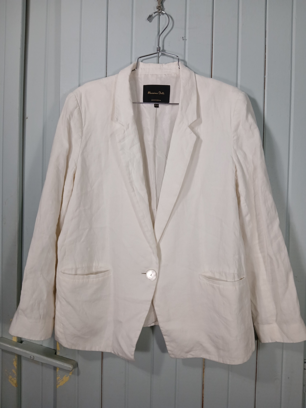 Massimo Dutti Women's Cream Linen Single-Button Blazer